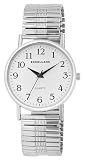 Excellanc Herrenuhr Weiß Gold Silber Edelstahl Zugarmband | Herrenarmbanduhr weiße Zifffernblatt elegant | Herrenuhr mit Flexband – Senioren Herrenarmbanduhr (Silber/Weiß)