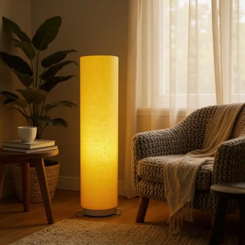 THE LIGHT SHADOW Cotton Fabric Floor Lamp, Yellow - Image 2