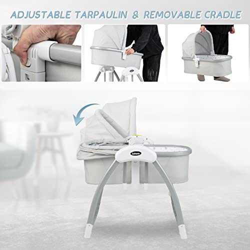 Image of INFANS 2 in 1 Smart Electric Baby Rocking Bassinet, Automatic Bedside Crib for Infants, Cradle with Remote Control 5 Speed Natural Sway Timing Function 12 Preset Lullabies for Newborn
