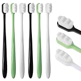 Guduling 6 Stück Extra Weiche Zahnbürsten,Micro Nano Zahnbürste,Weiche Zahnbürste für Erwachsene Kinder,Manuelle Zahnbürsten für Zerbrechliches Zahnfleisch(Schwarz + Weiß + Grün)