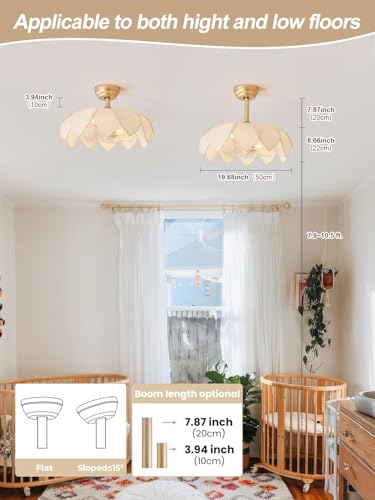 Image of ainqiant 20 inch Gold Fandelier Ceiling Fans with Lights,Flower Chandelier Ceiling Fan with Light and Remote Control, Boho Fandelier with 6 Speeds for Bedroom, Nursery, Living Room