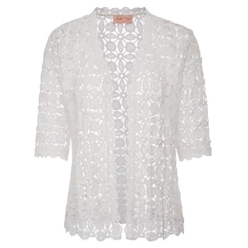 Women's Crochet Lace Cardigan Bolero for Party(L,White)