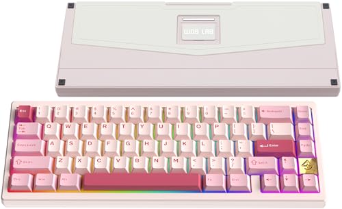 Image of KEEBMONKEY WOBKEY Zen 65 65% Quick Release Wireless Mechanical Keyboard with RGB, CNC Aluminum Case, Hot-Swappable, VIA Support, BT /2.4G /USB-C Gaming Keyboard for Mac /Windows (Ultra Pink Gold)