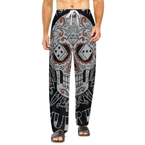 Bas de pyjama femme long pantalon vêtements de nuit crânes à poches S