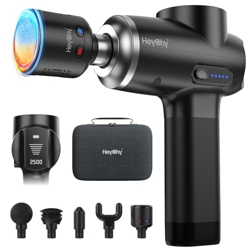 24% off - HEYCHY Percussion Massage Gun Deep Tissue with Heat and Cold, Portable Handheld Muscle Massager,...