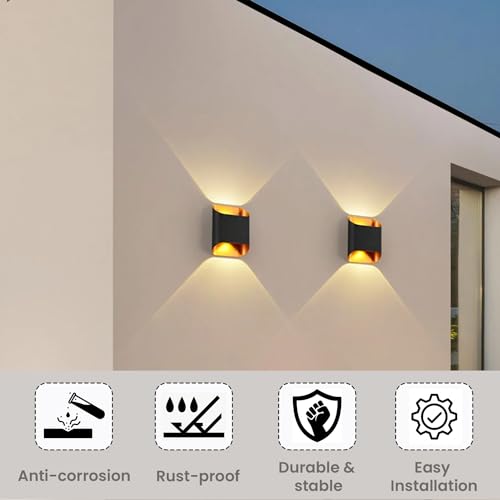 Image of GIGAWATTS 6W Wall Light BIS Approved 2 Way Gate-Light IP65 Waterproof LED Exterior Indoor Mount Fixture Up Down Sconce Lamp for Home Patio Garden Balcony Decor (1Pc, Warm White)