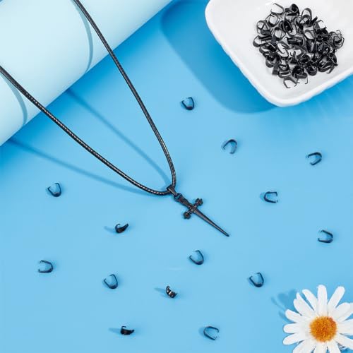 UNICRAFTALE About 100Pcs 304 Stainless Steel Black Snap on Bails Charm Ice Pick Pinch Bails Connectors Metal Pendant Clasp Pin 0.6mm for DIY Charm Necklace Jewelry Making - Image 2