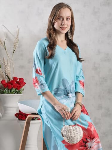 Image of GoSriKi Women's Cotton Blend Printed Kurta with Pant