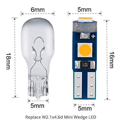 Image of 10-Pack Amber T5 2721 37 74 Wedge Led Bulb PC74 Twist Sockets Replacement Dash Dashboard Lights Instrument Panel Cluster LEDS Lamps