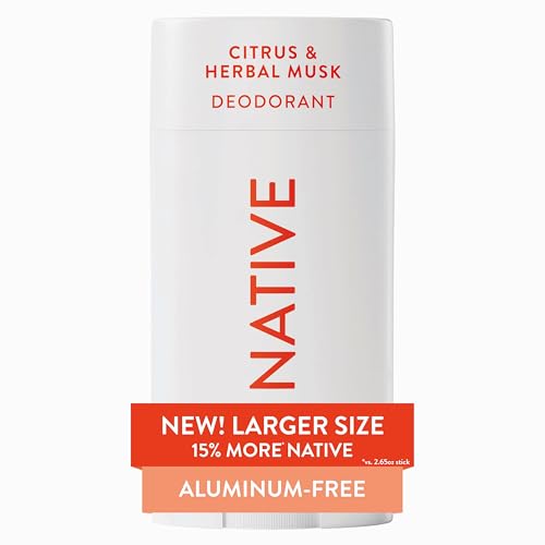 Image of Native Aluminum Free Deodorant, Citrus & Herbal Musk, Large Size Stick, 72 Hour Odor Control, for Women & Men, Contains Naturally Derived Ingredients, 3.1 oz