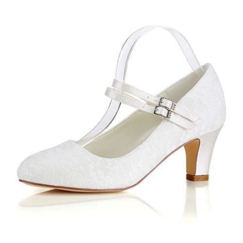 Emily Bridal Seide Hochzeit Schuhe Vintage Round Toe Mary Jane Brautschuhe Elfenbein Hochzeit Gast Schuhe