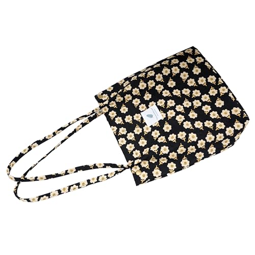 Image of TOPASION Cute Corduroy Tote Bag Canvas Shoulder Handbags for Women Travel Shopping