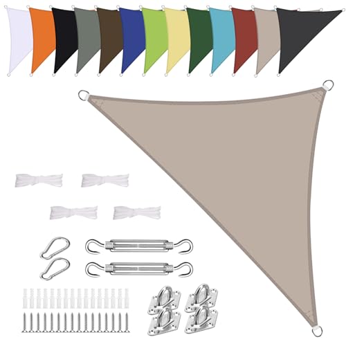 Voile d'ombrage triangle 3x4x5m taupe imperméable pour extérieur - 2