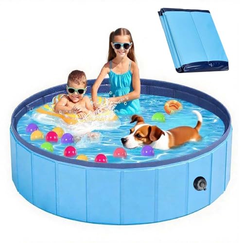 Piscina Plegable,Piscina Perros Rigida,Chats/Enfants/Piscina para Perros Jouer Dans l'eau,PVC Antideslizante y Resistente,Valve de Vidange Pratique,para Mascotas,NiñosJugar en El Agua(120 x 30 cm)