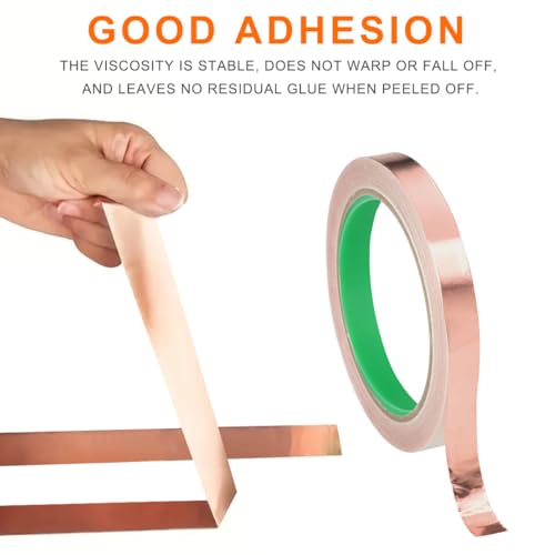 Image of Copper Foil Tape Double-Sided Conductive with Adhesive (5mm /0.2inch x 30m /98ft) 0.05mm Thickness Enhance Conductivity, for EMI Shielding Paper Circuits,Grounding