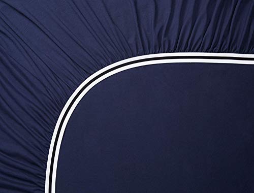 Image of Calvin Klein Home Modern Cotton Harrison Sheet, Twin Flat, Navy