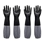 Upwsma 2pcs Kitchen Dishwashing Gloves-wear-resistant-waterproof-reusable(Black) (L)