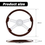 QYMOPAY 18in Wood Truck Steering Wheel, 4 Spoke Aluminum Chrome Plated Steering Wheel for Semi-Trailers, Trucks - Image 2