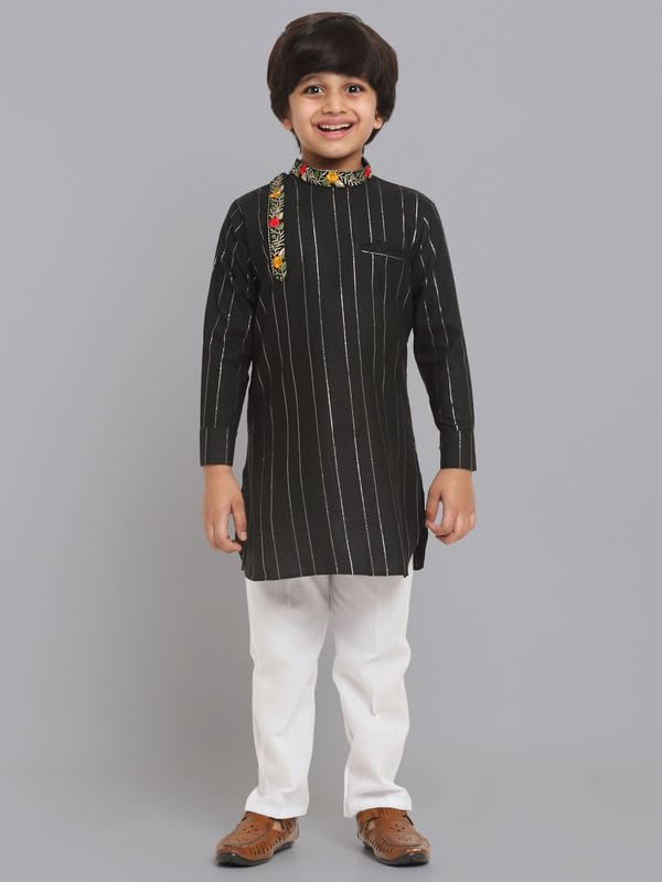 Image of Traditional Ethnic Wear Cotton Kurta Pyjama Set For Kids & Boys
