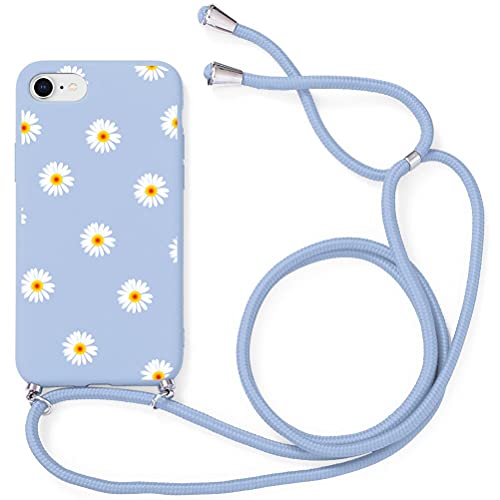 Yoedge - Collar Compatible con Apple iPhone 6 Plus/6s Plus 5,5', Funda de teléfono con cordón Ultra Delgado y Flexible TPU Bumper Funda TPU de 360 Grados antigolpes con cordón Ajustable, Margarita