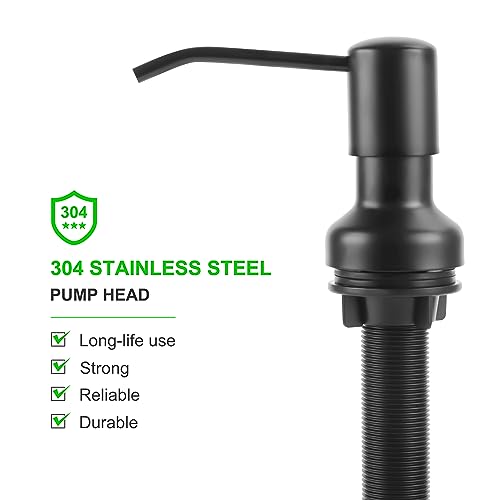 Image of Soap Dispenser for Kitchen Sink, Sink Soap Dispenser with Longer Threaded Shaft Shank, 47 inch Extension Tube Connects Directly to Dish Soap Container, Wider Pump Head Base (Black)