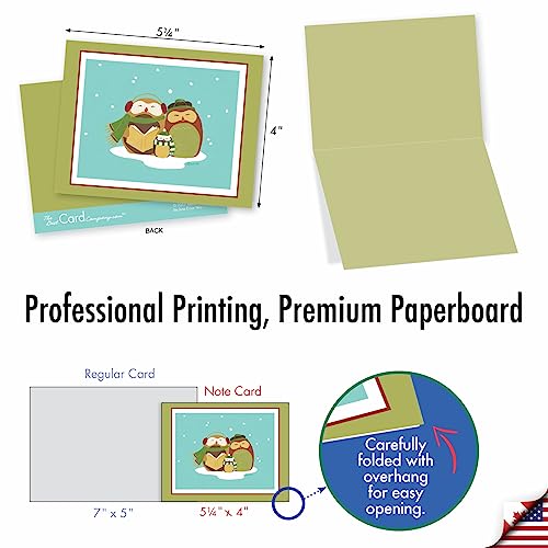 Image of The Best Card Company - 10 Blank Animal Christmas Note Cards - Assorted Bulk Holiday Cards for Men and Women, Fun Wildlife (4 x 5.12 Inch) - Holiday Hoots M2989XSB