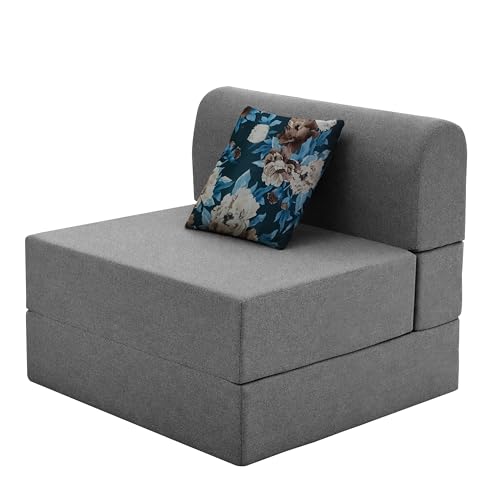 Image of Convertible 3 * 6 Single Seater Sofa Cum Bed | Foldable Sofa Bed for Apartments & Studio Rooms (Grey, COMFORTMAX)