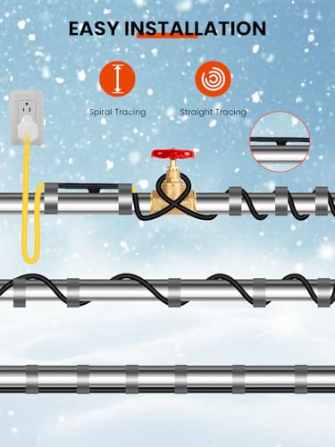 Powerbear Heat Tape For Water Pipes 6Ft, Powerbear Pipe Heating Cable Self-Regulating For Freeze Protection, Heat Trace Cable For Metal And Plastic Home Pipes thumb #2
