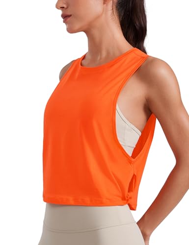 Image of CRZ YOGA Pima Cotton Dropped Armhole Tank | Workout, Naturally Soft, Loose Fit, Crop, Crewneck, Knotted Sides, Sleeveless Tops for Women
