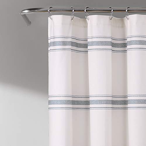 image for Lush Decor Farmhouse Stripe Cotton Shower Curtain, 72