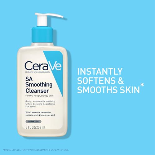 Image of CeraVe SA Smoothing Cleanser For Dry, Rough, Bumpy and Acne-Prone Skin, contains Salicylic Acid with no harsh microbeads, Dermatologist Recommended Face wash (236ml)