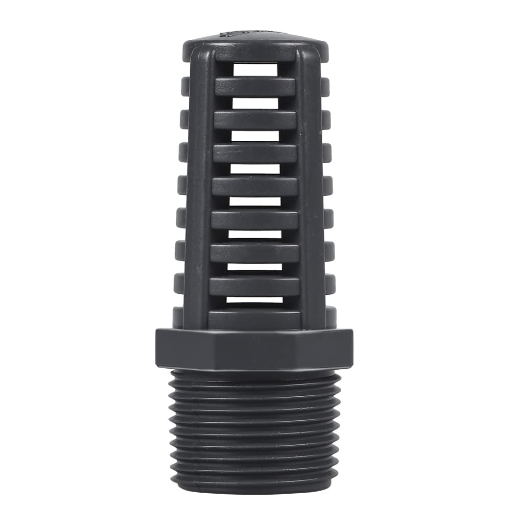 3/4" Threaded Suction/Overflow Strainer – 2-Pack – Jet Black Heavy-Duty PVC For Aquariums & Tanks
