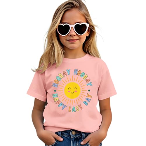 BOUTIKOME Happy Last Day of School Shirt for Girls Kid End of School T-Shirt Student Graduation Gift Summer Tees Tops