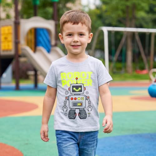Image of DEEKEY Toddler Boys Shirts Short-Sleeve Little Kids t Shirts Boys' Tops, Tees & Shirts Graphic TEE Age for 2-7 Years 4-Pack