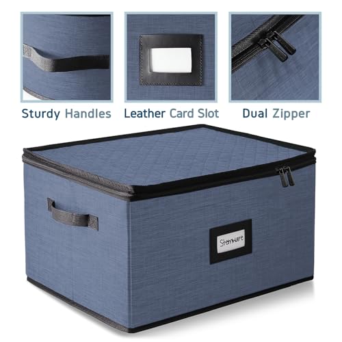 Image of Hearth & Harbor Wine Glass Storage Box with Dividers, Stemware Storage