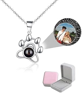 wikkeny Personalized Photo Projection Necklace, 925 Sterling Silver Custom Name I Love You 100 Languages Pendant Jewelry Gifts Women Girls,silver