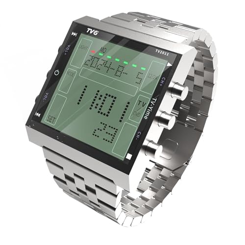 TVG Men's Digital Watch,Military Sports Waterproof LED Watch with Remote Alarm,Stopwatch and Digital TV,Fashion Casual Wrist Tactical Army Watch for Men (Silver)