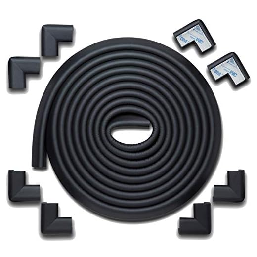 Roving Cove Edge Corner Protector Baby Proofing (Large 18ft Edge 8 Corners), Hefty-Fit Heavy-Duty, Soft NBR Rubber Foam, Furniture Fireplace Safety Bumper Guard, 3M Adhesive, Onyx Black