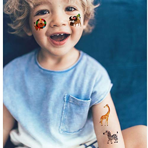 Ooopsiun Zoo Animals Temporary Tattoos For Kids- 100 Tattoos, Animals Birthday Party Decorations Supplies Favors For Kids Boys Girls #TOP3