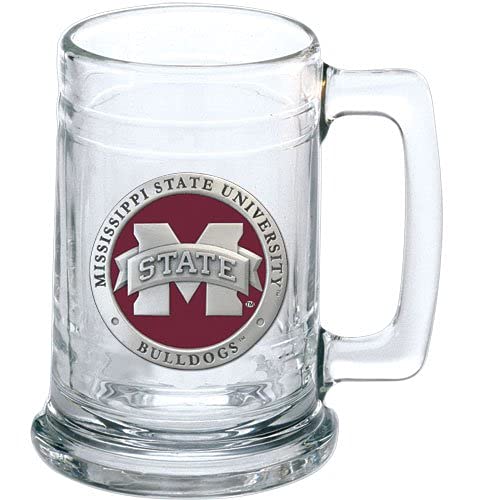 Heritage Pewter Mississippi State Beer Stein Glass | 15 Ounce German-Style Beer Glass | Intricately Crafted Metal Pewter Alma Mater Inlay