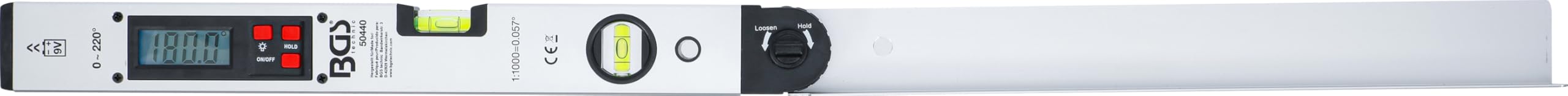 BGS 50440 Digitaler LCD-Winkelmesser mit Wasserwaage 450 mm Winkelschmiege Neigungsmesser