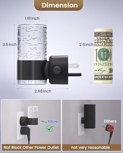 Image of NIORSUN Night Light Plug into Wall, Dimmable Nights Lights with 3 CCT & 5 Brightness Levels, Slim Acrylic Plug in Night Light, Auto Dusk to Dawn Sensor for Stairs, Hallway, Bathroom(6 Pack, Black)