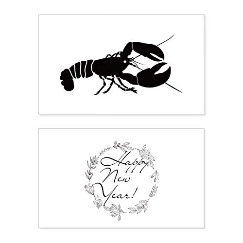 Tarjeta de Año Nuevo de la vida marina con ilustración de camarón