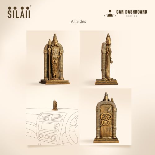 Image of SILAII Lord Murugan Car Dashboard Idol - 4 Inch | Antique Bronze Murugan Idol | God Idol for Home, Office & Pooja Room | Ideal for Gifting