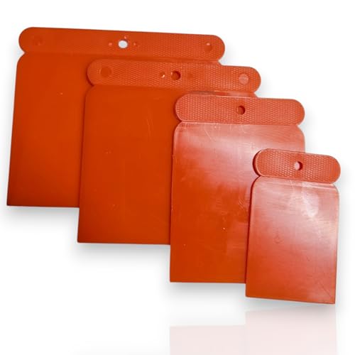 Lot de 4 spatules japonaises en plastique pour carrosserie à mastic - Flexible et résistant aux acides 47-72-96-115 mm
