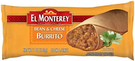 El Monterey Bean and Cheese Burritos, 5 oz (Pack of 24) - Frozen Individually Wrapped Mexican Burritos with Pinto Beans, Cheese, and Jalapenos
