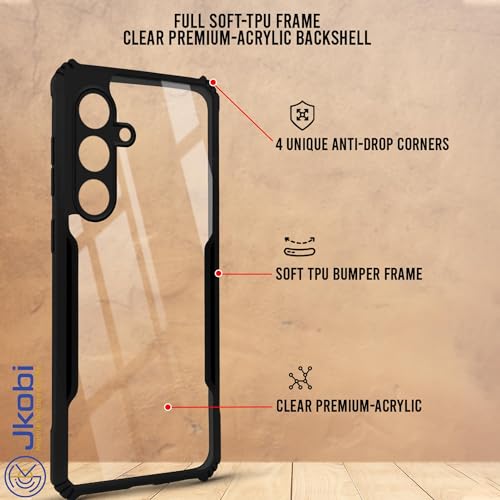 Image of Jkobi Back Case Cover for Samsung Galaxy S24 (Shockproof with Polycarbonate Clear Panel | Professional Black)