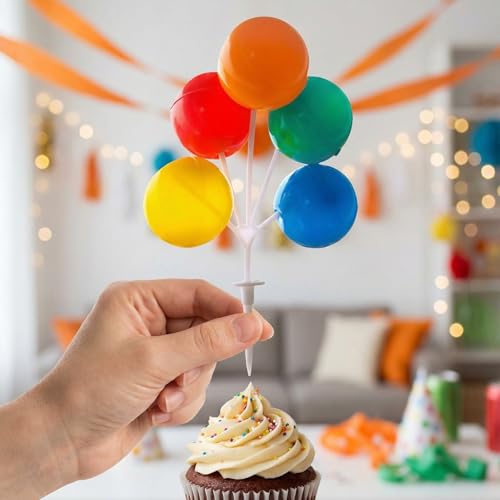 Kit Alipis de 5 décorations de gâteau réutilisables en plastique rigide avec mini ballons - 2