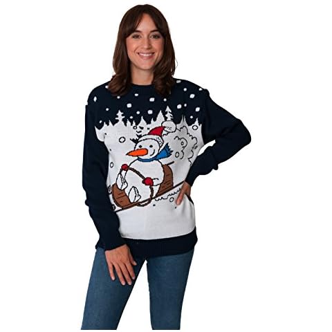 New Camp Ltd Christmas Xmas 2018 Mens Jumper Novelty Fairisle Santa Party Sweater Jumper Womens Unisex Snowman Sleigh Exclusively to Sizes - S/M/L/XL/2XL/3XL/4XL Cover