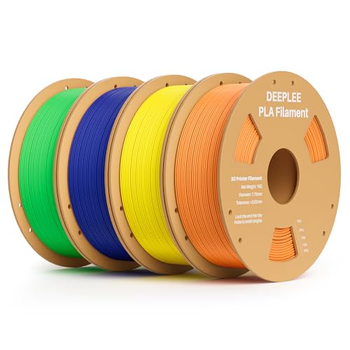 Image of PLA 1.75mm 3D Printer Filament, Dimensional Accuracy + /- 0.02mm, Neatly Wound, No Clogging, Vacuum Package, Fits for Most FDM 3D Printers, 4 Pack 1kg Yellow & Orange & Blue & Green